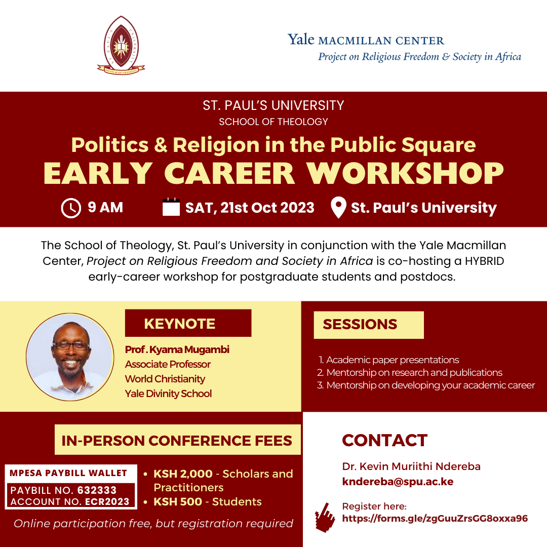 EARLY CAREER WORKSHOP: Politics & Religion in the Public Square (21st Oct 2023)